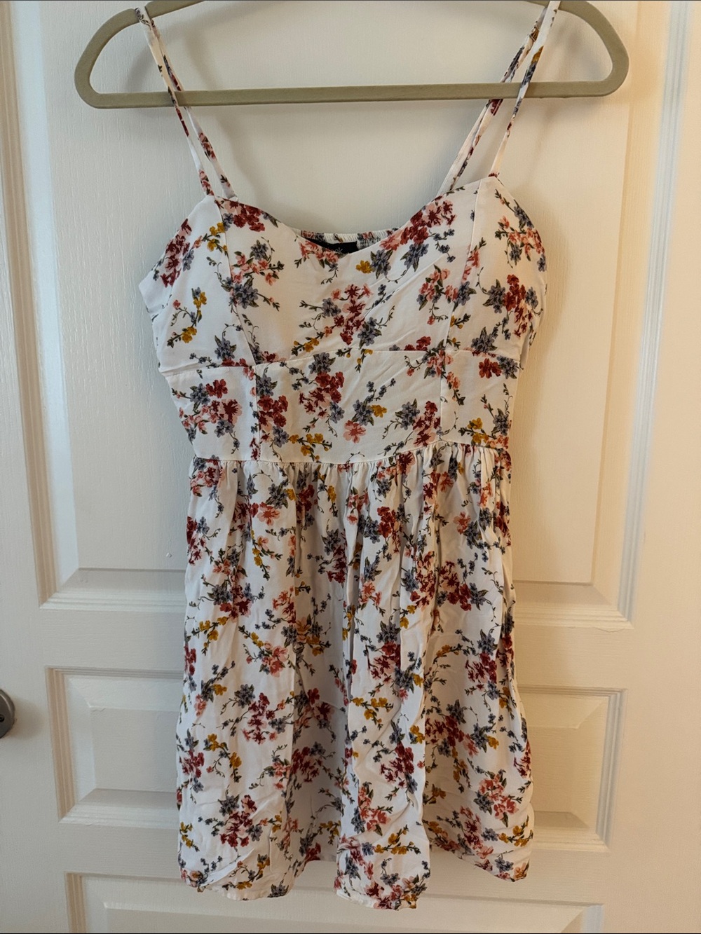 New Look White Floral Mini Dress with Red and Yellow Flowers